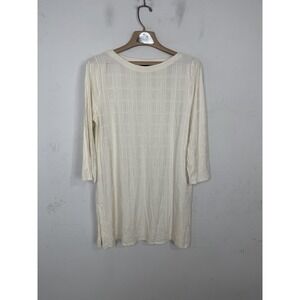 J. Jill WEAR-EVER Womens M Cream Long Sleeve Textured Top Stretch